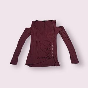 Women's White House Black Market Cold Shoulder Wrap Top - Burgundy Size Medium